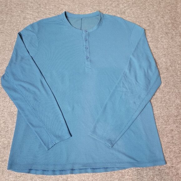 Lululemon Henley Shirt Mens Size XLLong Sleeve 4 Button Blue Minimalist Basic - Picture 5 of 6